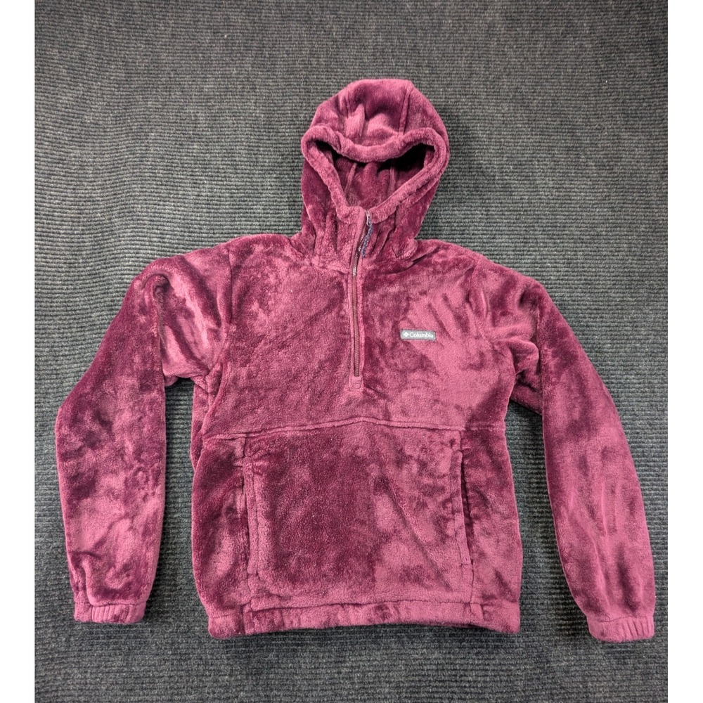 Columbia Hoodie Womens Small Maroon Pocket Fleece Cozy Long Sleeve 1/2 Zip